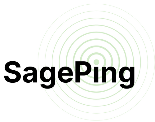 SagePing logo with concentric circles on a white background